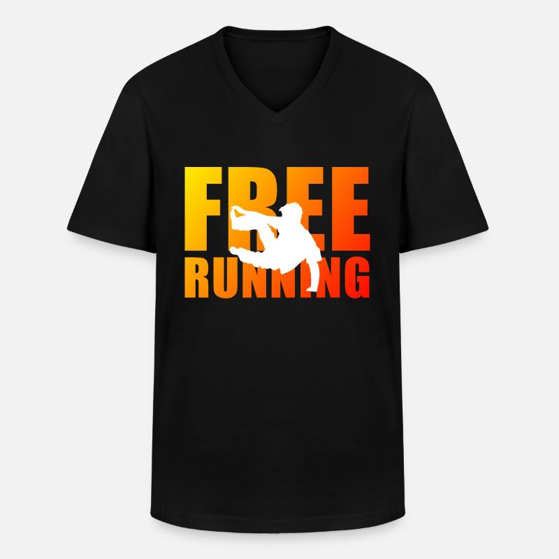 Freerunning - Männer-T-Shirt mit V-Ausschnitt - Schwarz