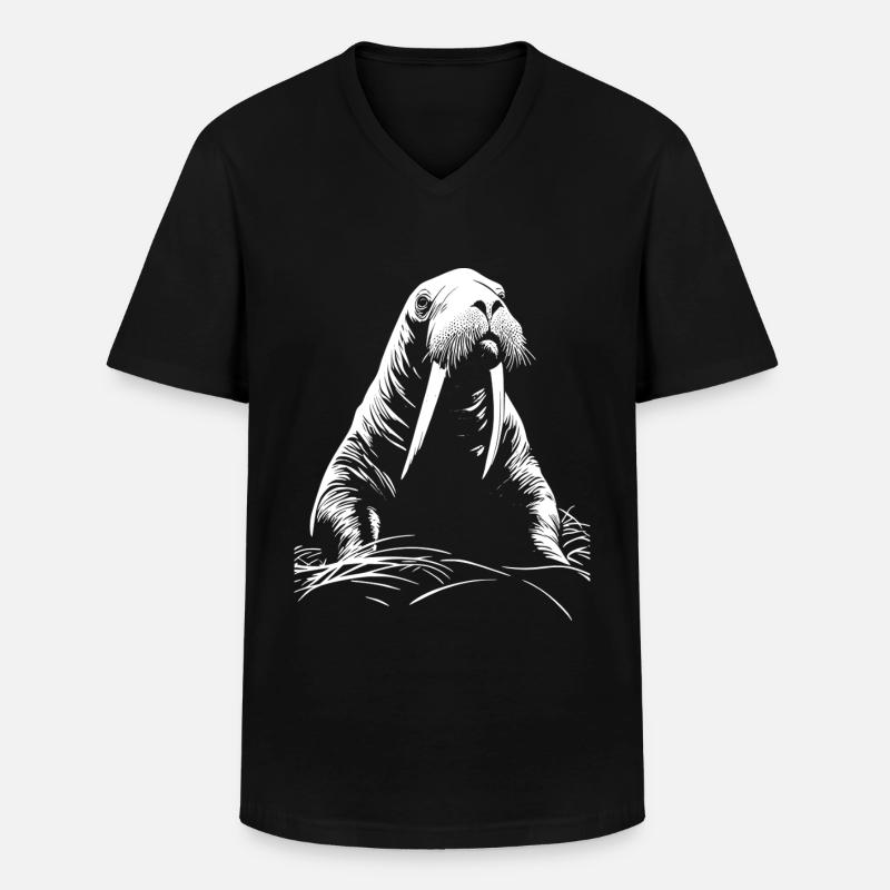 Walrus - Männer-T-Shirt mit V-Ausschnitt - Schwarz