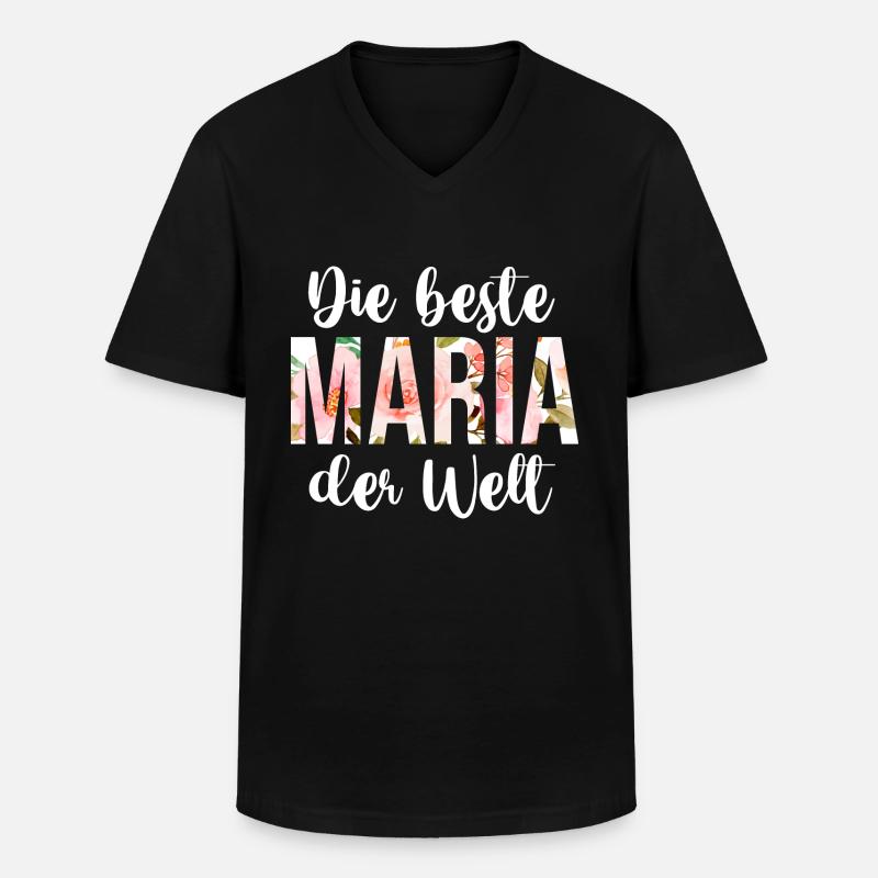 Maria - Männer-T-Shirt mit V-Ausschnitt - Schwarz