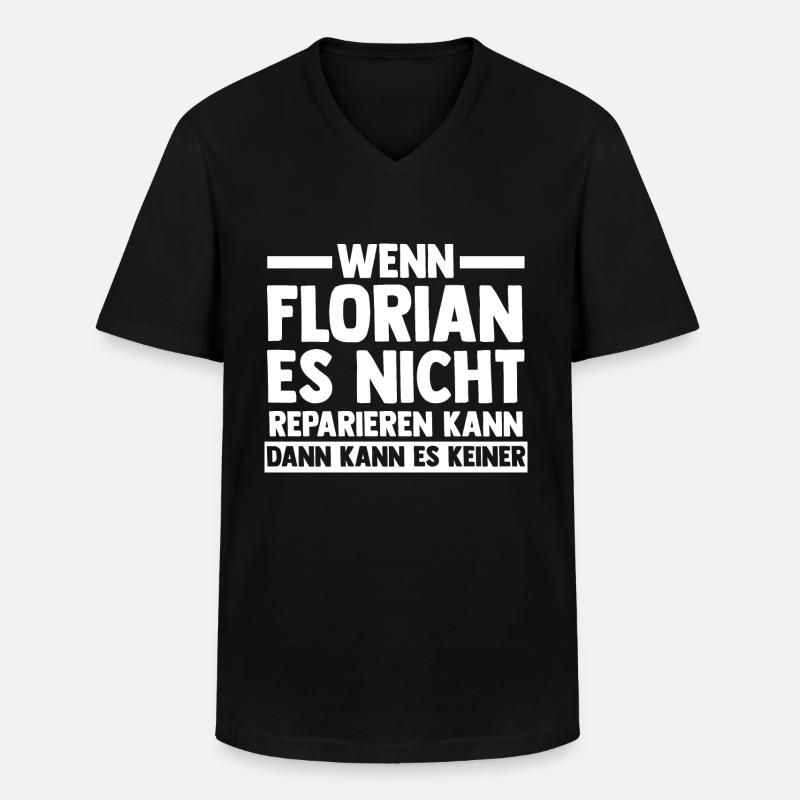 Florian - Männer-T-Shirt mit V-Ausschnitt - Schwarz