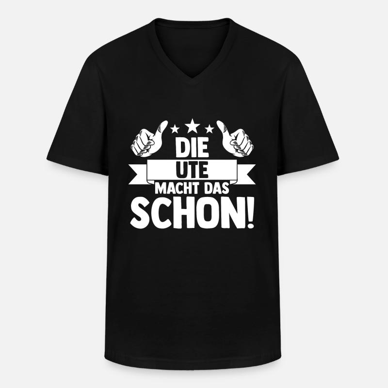 Ute - Männer-T-Shirt mit V-Ausschnitt - Schwarz