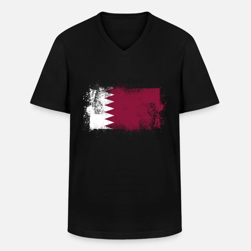 Katar - Männer-T-Shirt mit V-Ausschnitt - Schwarz