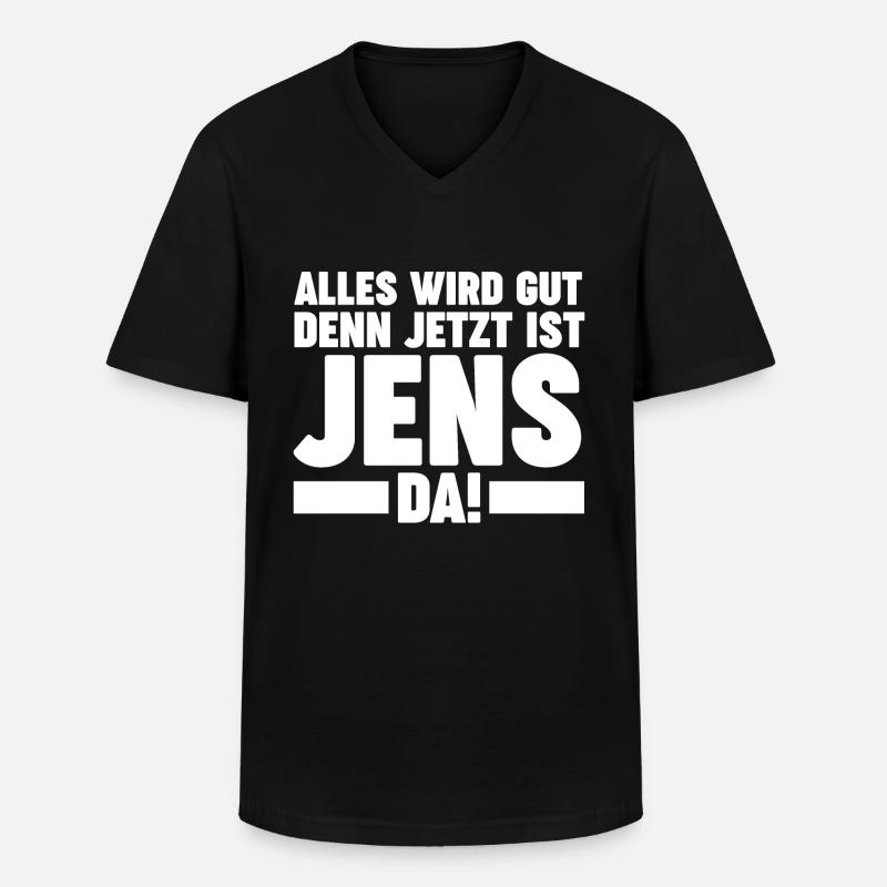 Jens - Männer-T-Shirt mit V-Ausschnitt - Schwarz