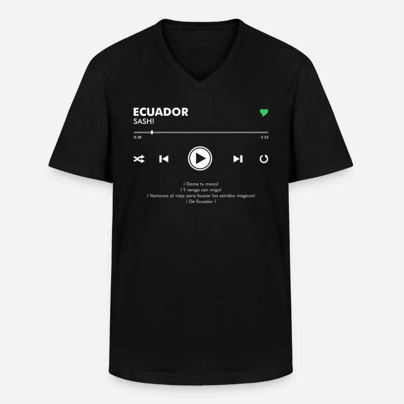 ECUADOR - Play Button & Lyrics - Männer-T-Shirt mit V-Ausschnitt - Schwarz