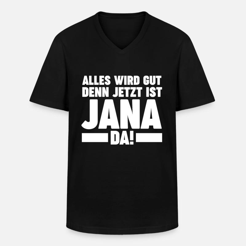 Jana - Männer-T-Shirt mit V-Ausschnitt - Schwarz
