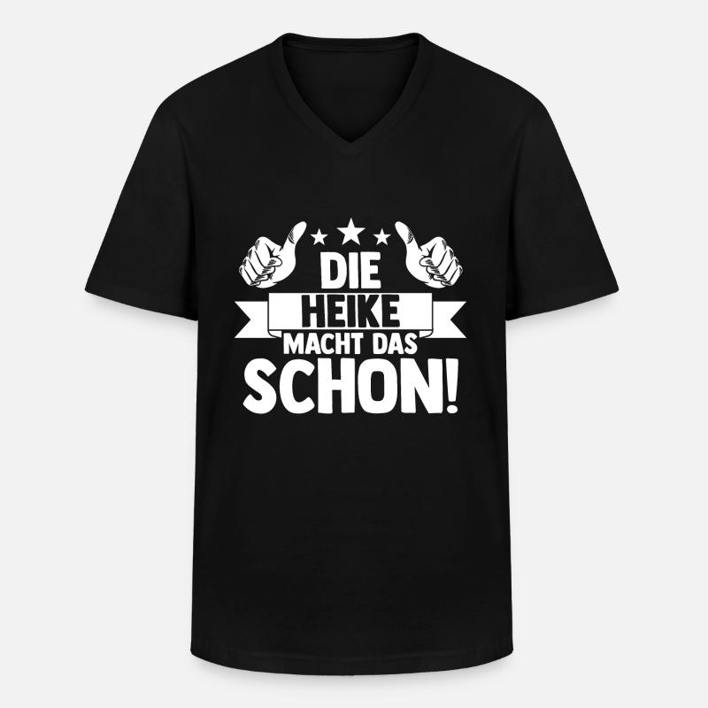 Heike - Männer-T-Shirt mit V-Ausschnitt - Schwarz