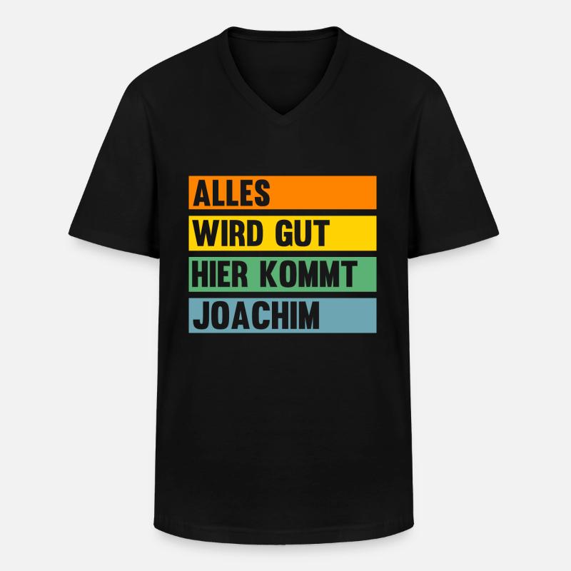 Joachim - Männer-T-Shirt mit V-Ausschnitt - Schwarz
