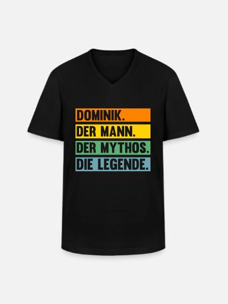 Dominik - Männer-T-Shirt mit V-Ausschnitt - Schwarz