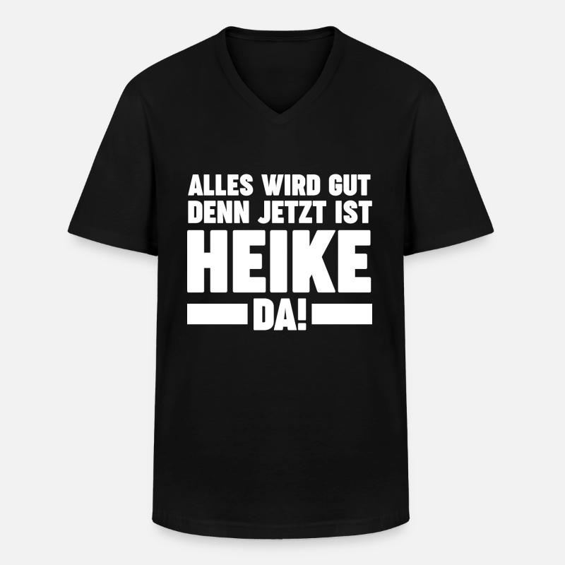 Heike - Männer-T-Shirt mit V-Ausschnitt - Schwarz