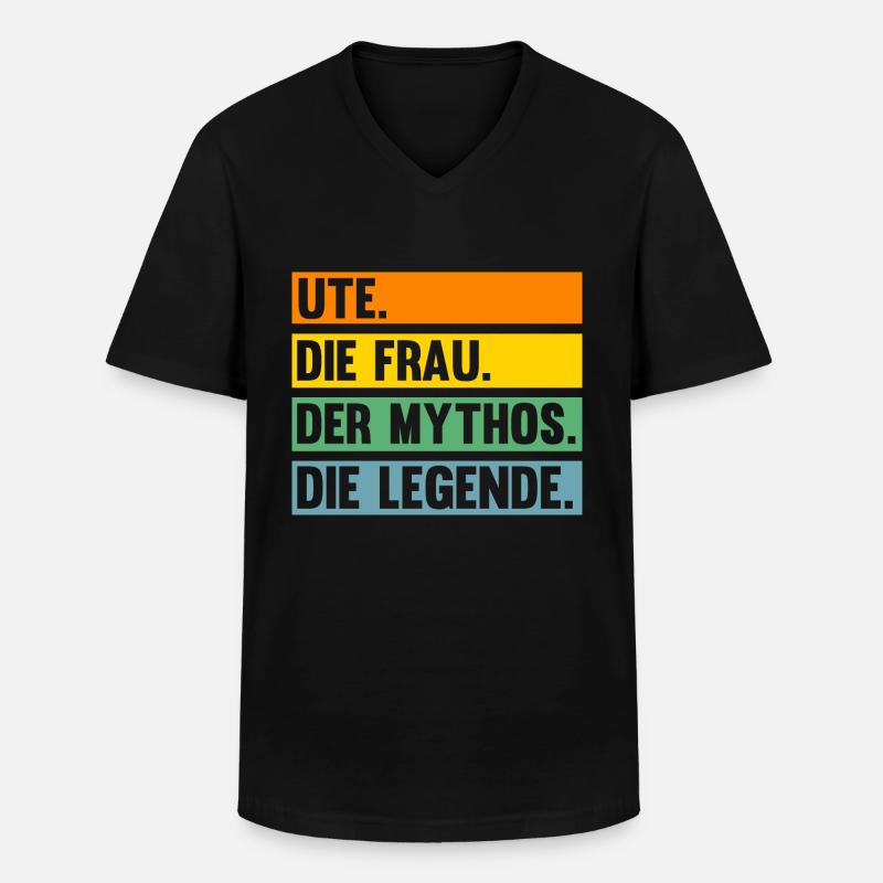 Ute - Männer-T-Shirt mit V-Ausschnitt - Schwarz