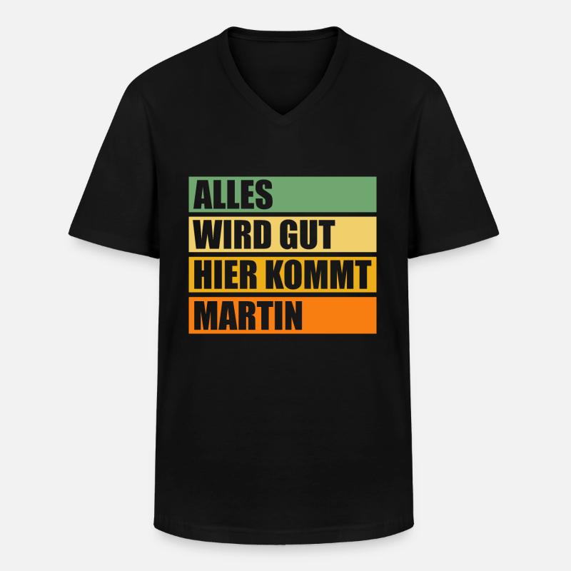 Martin - Männer-T-Shirt mit V-Ausschnitt - Schwarz