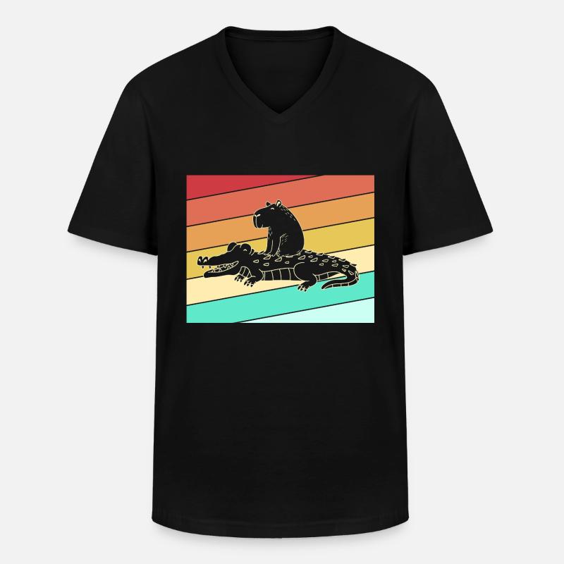 Capybara Capibara - Männer-T-Shirt mit V-Ausschnitt - Schwarz