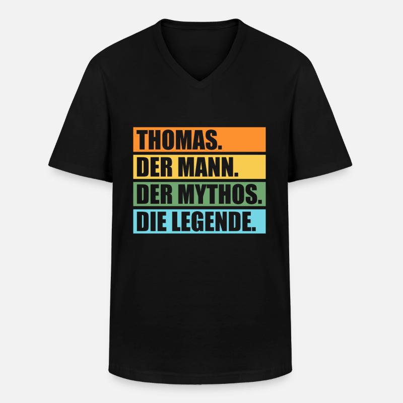 Thomas - Männer-T-Shirt mit V-Ausschnitt - Schwarz