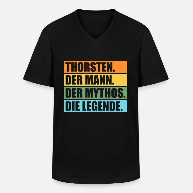 Thorsten - Männer-T-Shirt mit V-Ausschnitt - Schwarz