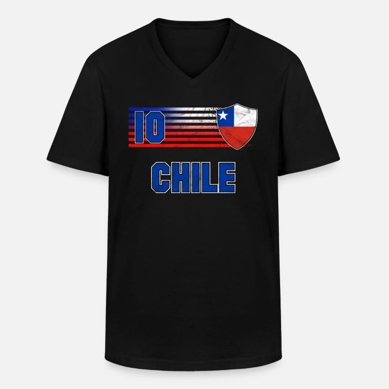 Chile - Männer-T-Shirt mit V-Ausschnitt - Schwarz