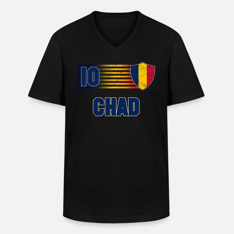 Tschad - Männer-T-Shirt mit V-Ausschnitt - Schwarz
