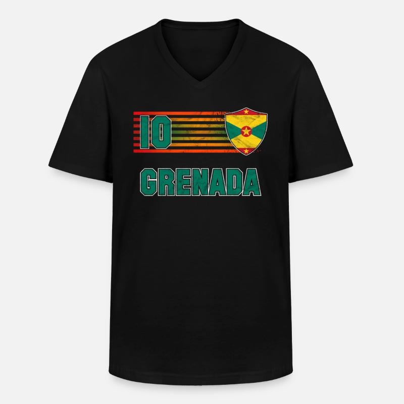 Grenada - Männer-T-Shirt mit V-Ausschnitt - Schwarz
