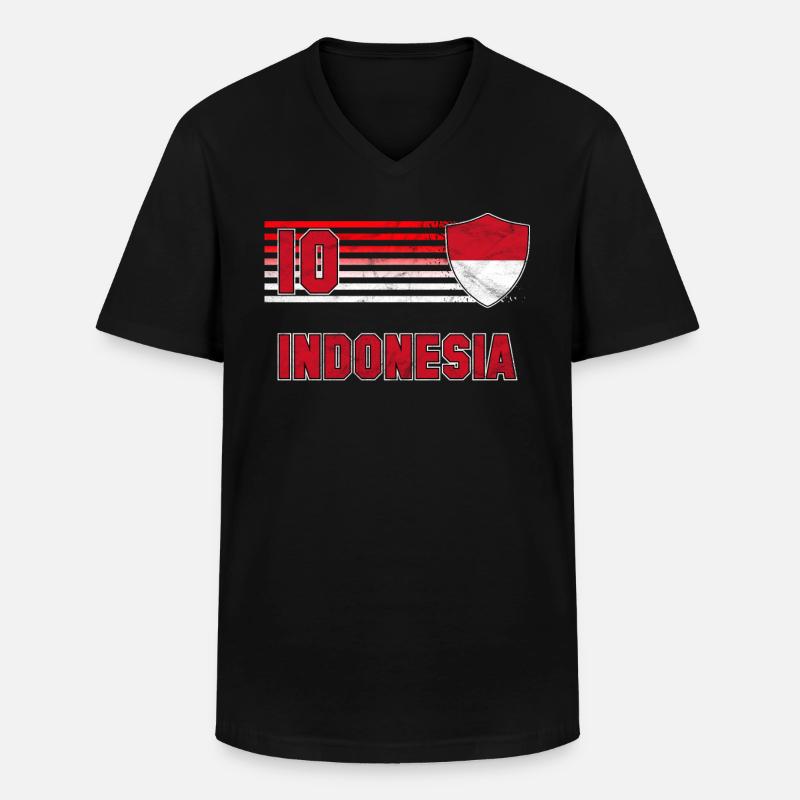 Indonesien - Männer-T-Shirt mit V-Ausschnitt - Schwarz