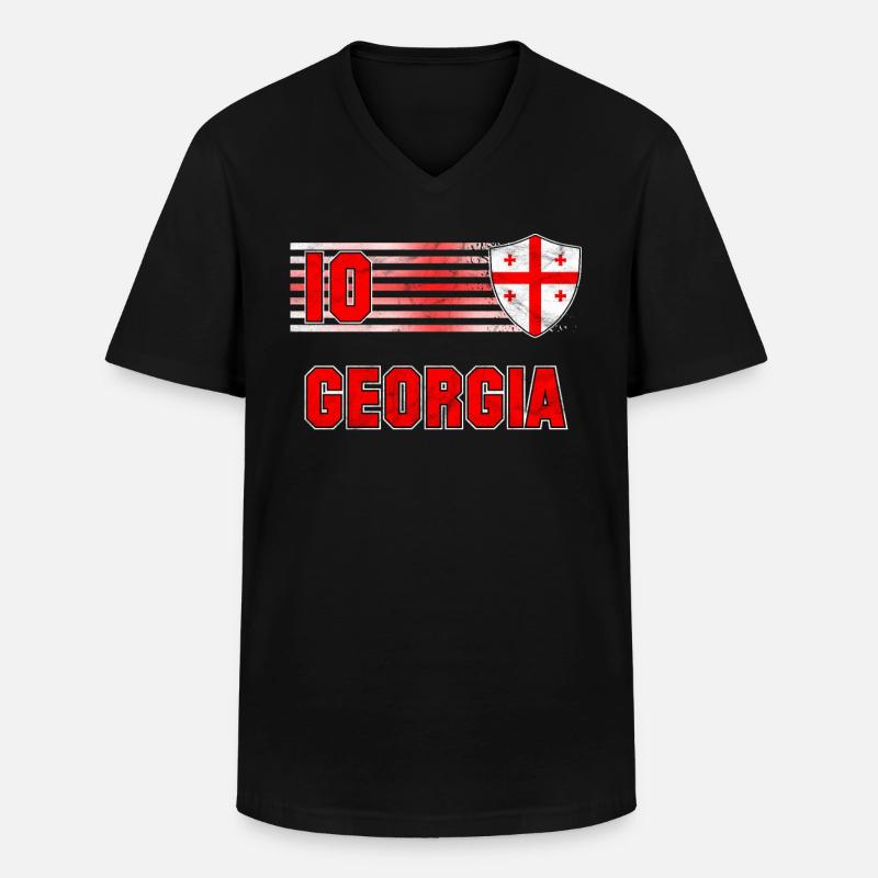 Georgien - Männer-T-Shirt mit V-Ausschnitt - Schwarz