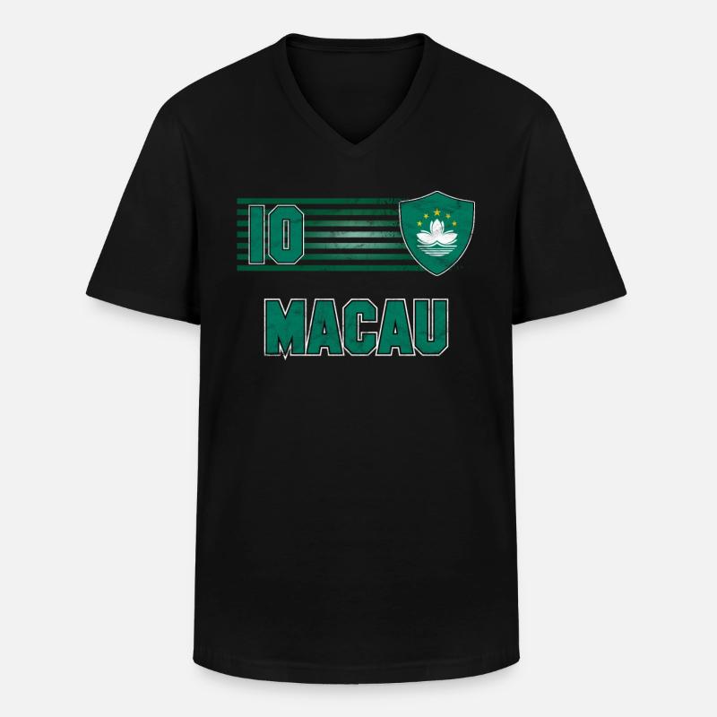 Macau - Männer-T-Shirt mit V-Ausschnitt - Schwarz