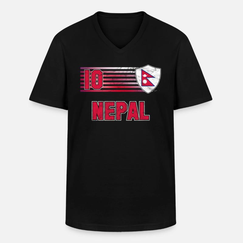 Nepal - Männer-T-Shirt mit V-Ausschnitt - Schwarz