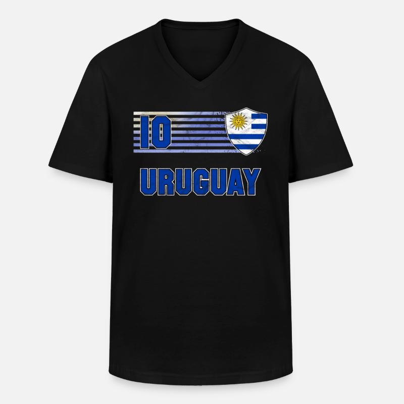 Uruguay - Männer-T-Shirt mit V-Ausschnitt - Schwarz