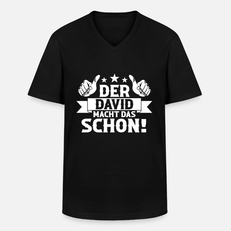 David - Männer-T-Shirt mit V-Ausschnitt - Schwarz