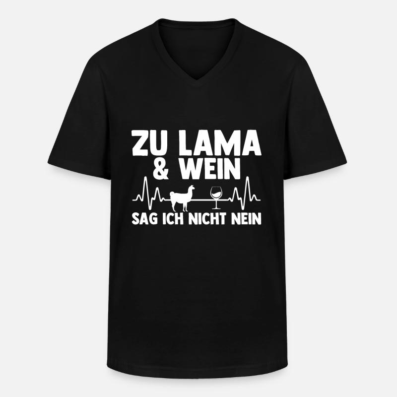 Wein Lama - Männer-T-Shirt mit V-Ausschnitt - Schwarz