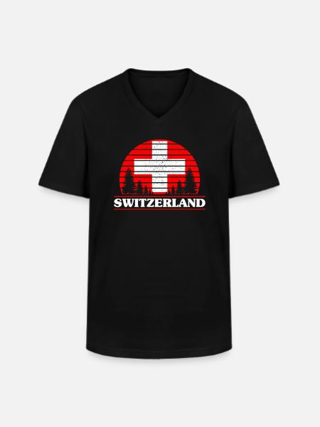Suisse - T-shirt col V Homme - noir