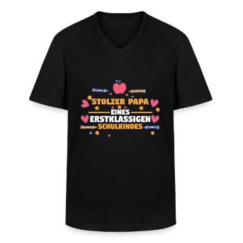 Schulkind Papa Schüler Schulanfang Vater Einschulu - Männer-T-Shirt mit V-Ausschnitt - Schwarz - Vorne - AI Model Male 178 dark (178cm)