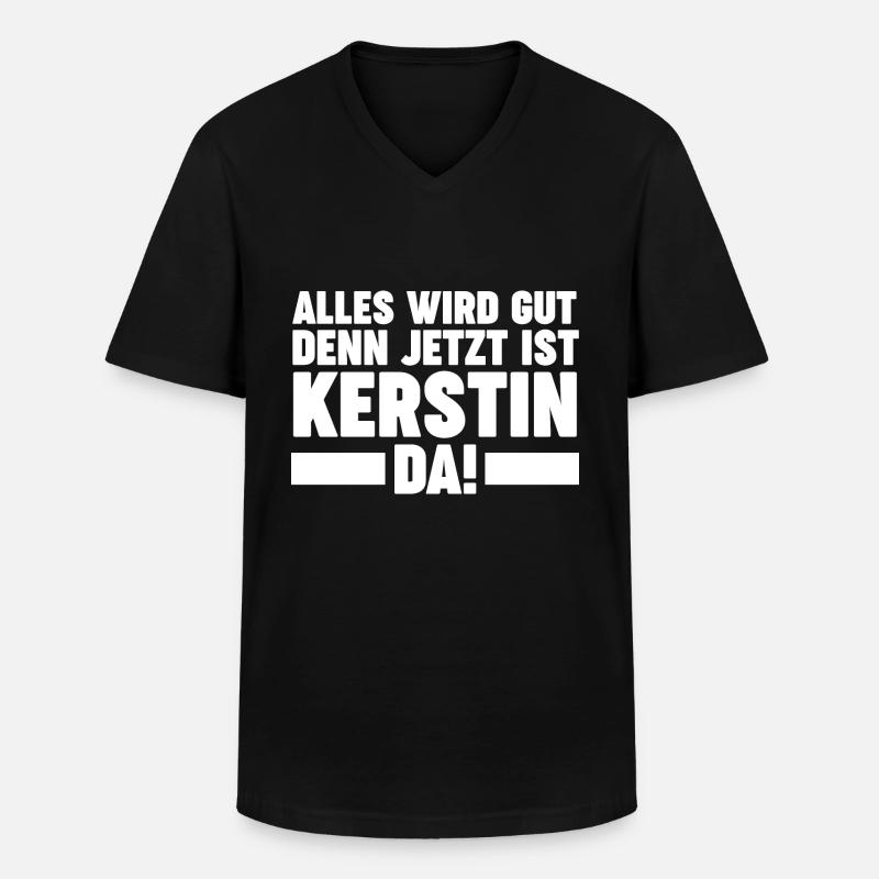 Kerstin - Männer-T-Shirt mit V-Ausschnitt - Schwarz