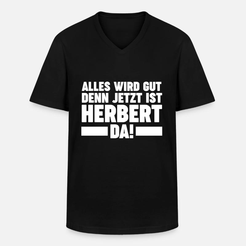 Herbert - Männer-T-Shirt mit V-Ausschnitt - Schwarz