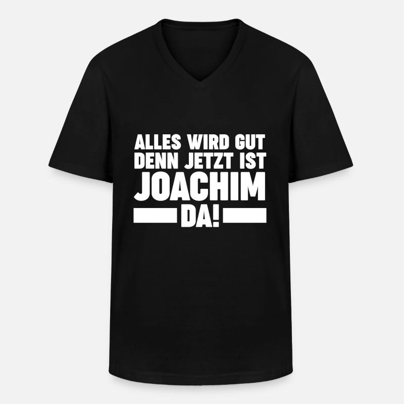 Joachim - Männer-T-Shirt mit V-Ausschnitt - Schwarz