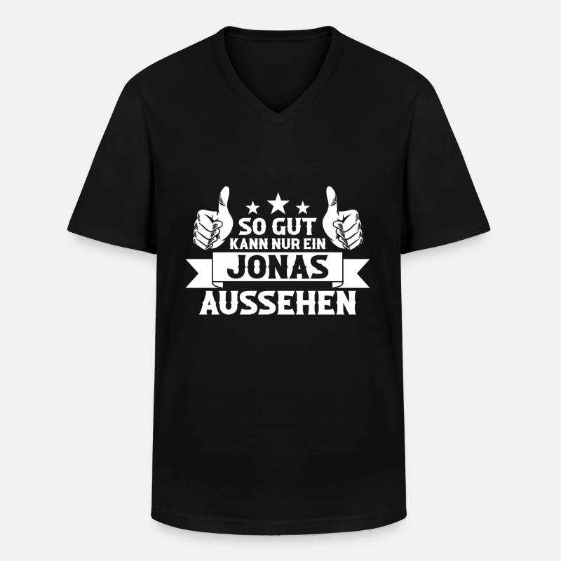Jonas - Männer-T-Shirt mit V-Ausschnitt - Schwarz