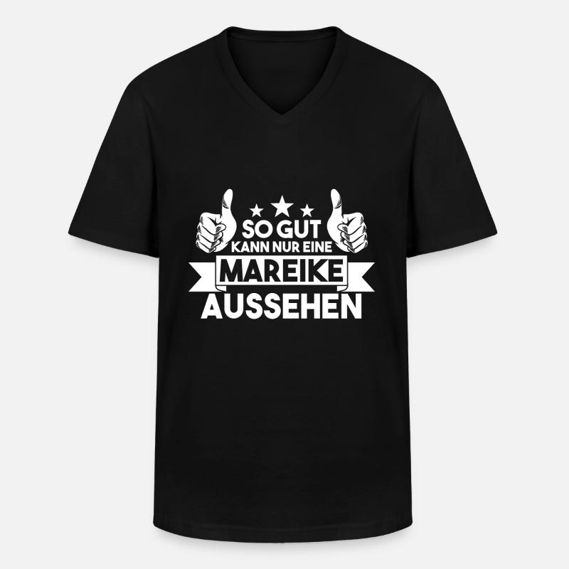 Mareike - Männer-T-Shirt mit V-Ausschnitt - Schwarz