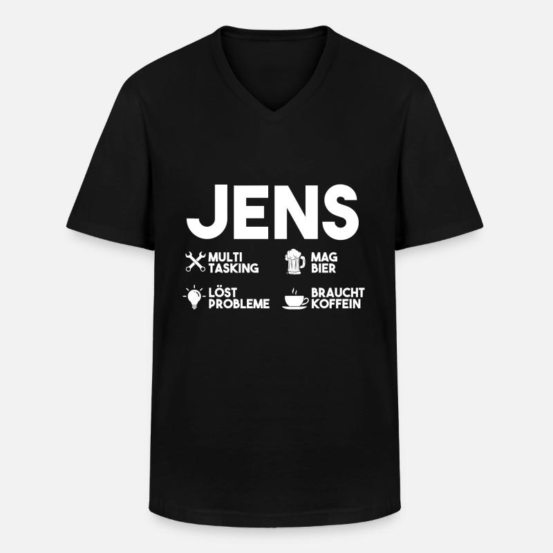 Jens - Männer-T-Shirt mit V-Ausschnitt - Schwarz