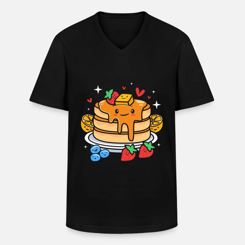 Pfannkuchen - Männer-T-Shirt mit V-Ausschnitt - Schwarz