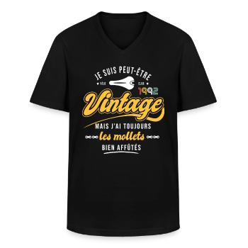 1992 vélo anniversaire velo cycliste sport - T-shirt col V Homme - noir - Devant - AI Model Male 178 dark (178cm)