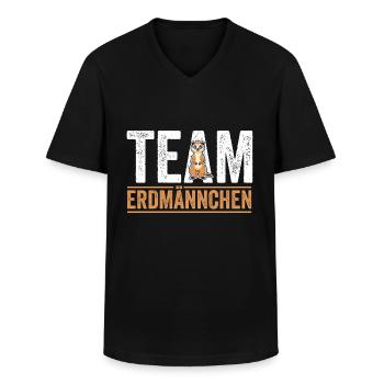 Team Erdmännchen - Männer-T-Shirt mit V-Ausschnitt - Schwarz - Vorne - AI Model Male 178 dark (178cm)