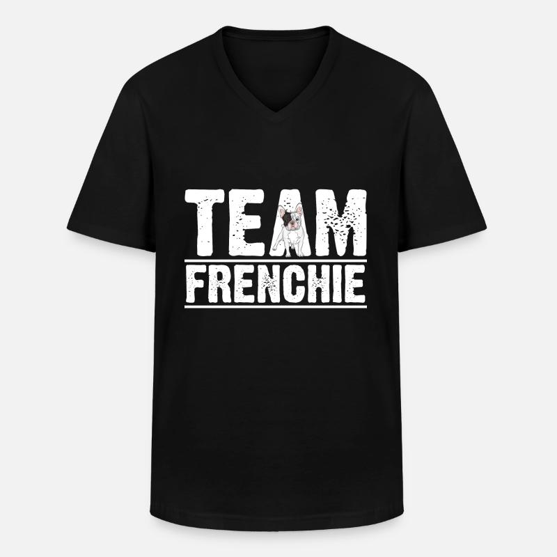 Hund Frenchie - Männer-T-Shirt mit V-Ausschnitt - Schwarz
