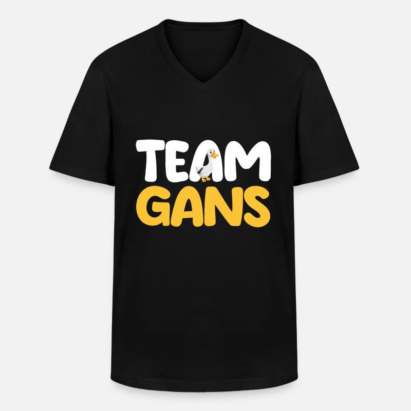 Gans Gänse - Männer-T-Shirt mit V-Ausschnitt - Schwarz