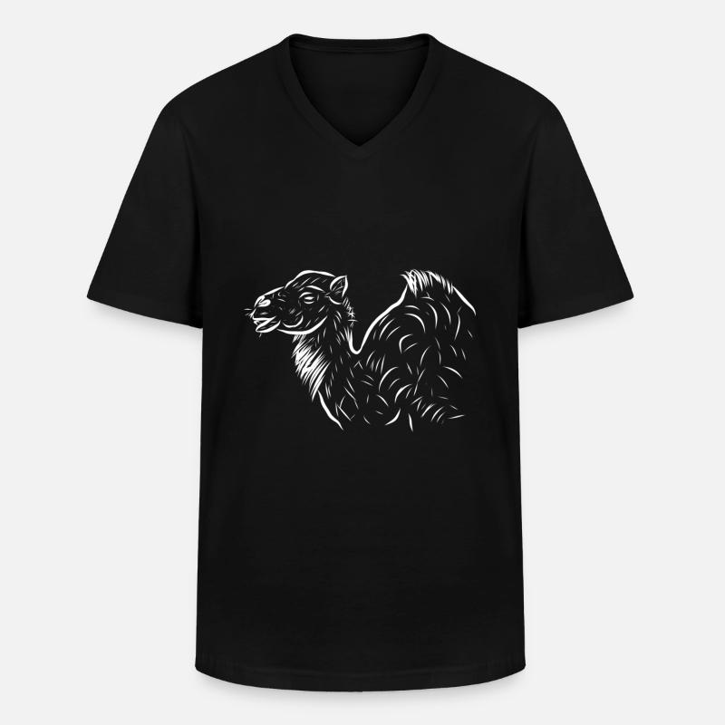 Kamel - Männer-T-Shirt mit V-Ausschnitt - Schwarz