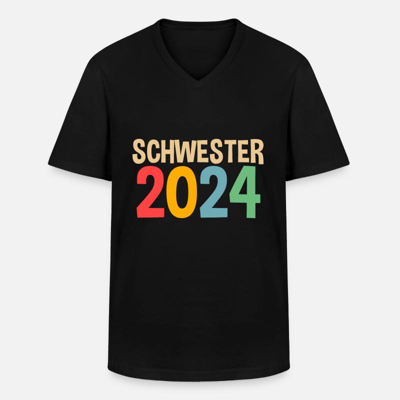 Werdende Schwester 2024 - Männer-T-Shirt mit V-Ausschnitt - Schwarz