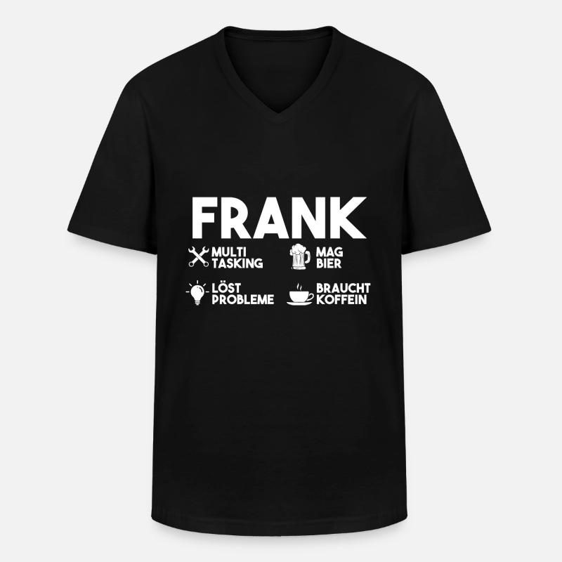 Frank - Männer-T-Shirt mit V-Ausschnitt - Schwarz