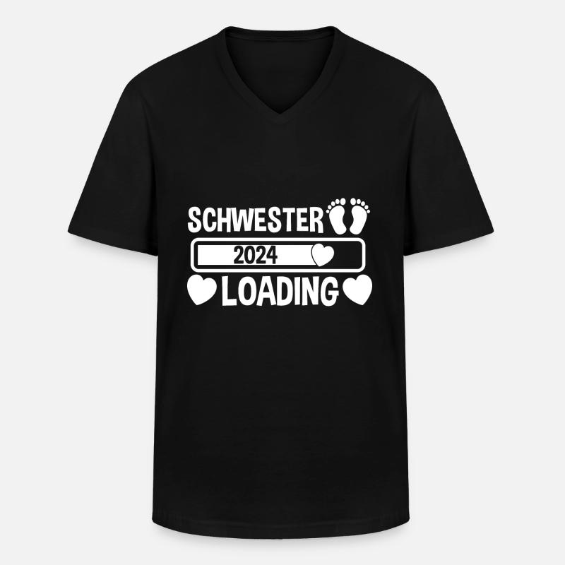 Schwester Loading Baby 2024 - Männer-T-Shirt mit V-Ausschnitt - Schwarz