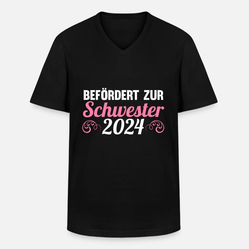 Werdende Schwester 2024 - Männer-T-Shirt mit V-Ausschnitt - Schwarz