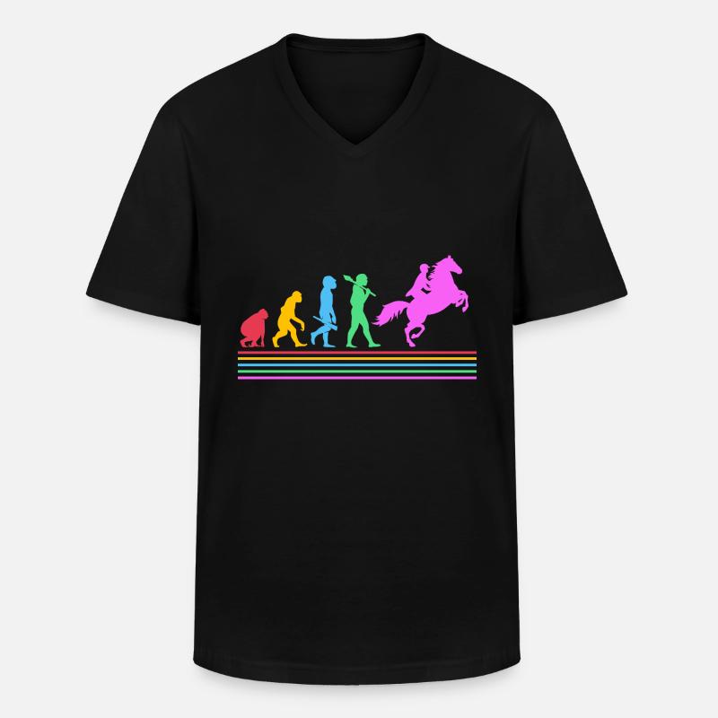 Évolution des courses de chevaux - T-shirt col V Homme - noir