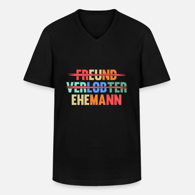 Hochzeit Heiratsantrag Verlobter Ehemann - Männer-T-Shirt mit V-Ausschnitt - Schwarz