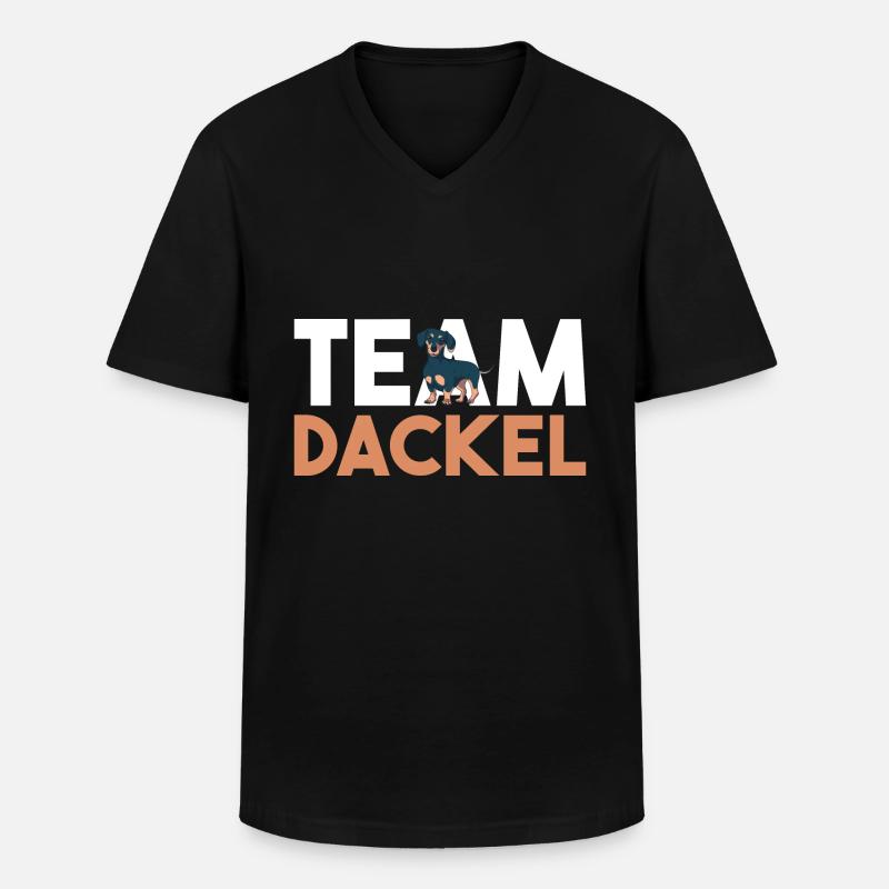 Hund Dackel - Männer-T-Shirt mit V-Ausschnitt - Schwarz