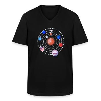 Planètes du système solaire - T-shirt col V Homme - noir - Devant - AI Model Male 178 dark (178cm)